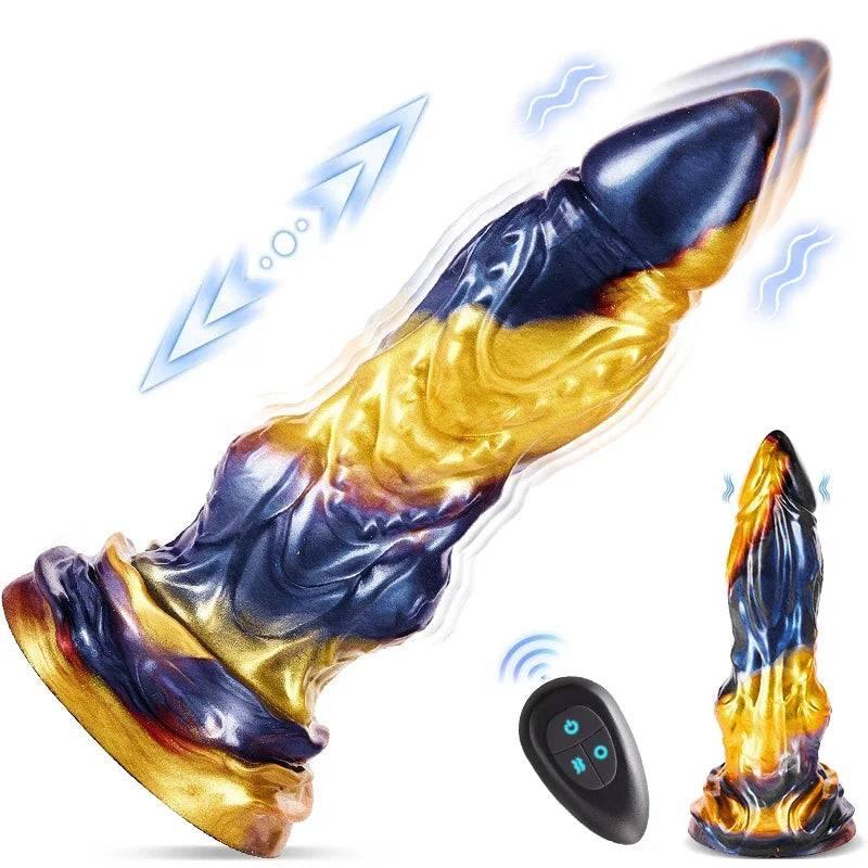 3-in-1 Thrusting Monster Dildo Vibrator with Remote Control - Passion Pulse Adult