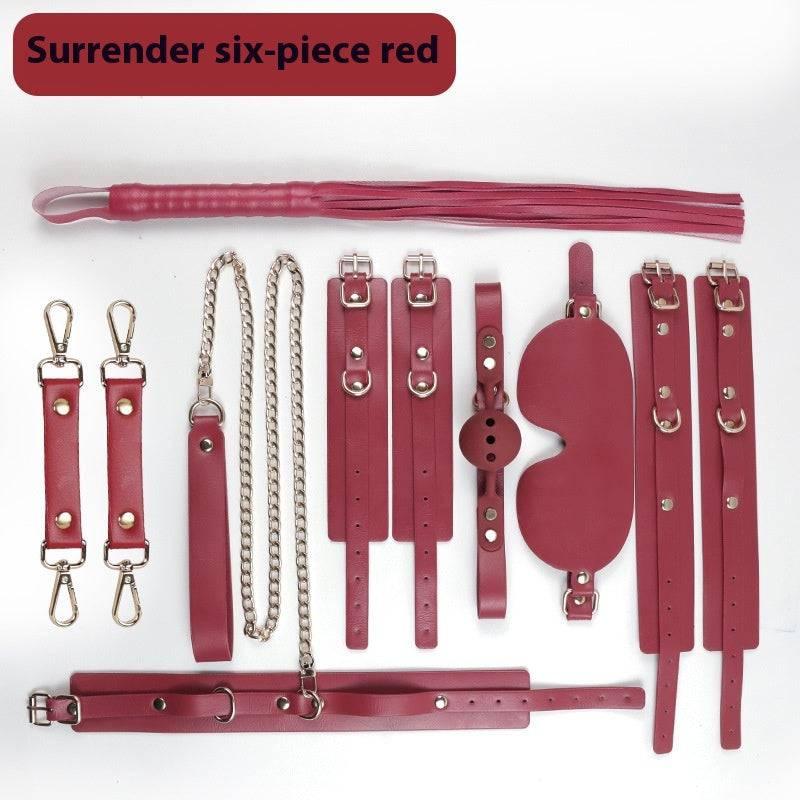 SM Discipline Set: Cuffs and Leather Whip - Passion Pulse Adult