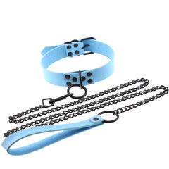Collar BDSM ajustable con correa – Gargantilla con remaches y cadena de acero para juegos de rol y bondage en pareja.
