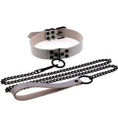 Collar BDSM ajustable con correa – Gargantilla con remaches y cadena de acero para juegos de rol y bondage en pareja.