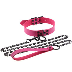 Collar BDSM ajustable con correa – Gargantilla con remaches y cadena de acero para juegos de rol y bondage en pareja.