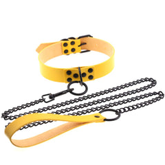 Collar BDSM ajustable con correa – Gargantilla con remaches y cadena de acero para juegos de rol y bondage en pareja.