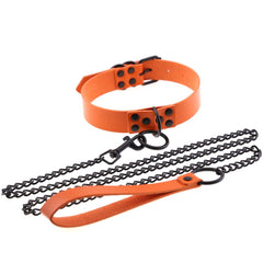 Collar BDSM ajustable con correa – Gargantilla con remaches y cadena de acero para juegos de rol y bondage en pareja.