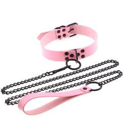 Collar BDSM ajustable con correa – Gargantilla con remaches y cadena de acero para juegos de rol y bondage en pareja.