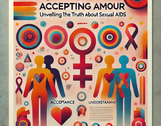 Colorful poster on sexual health awareness with gender symbols, hearts, and acceptance messaging