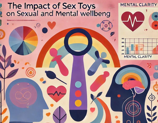 Illustration of sex toys impacting sexual and mental wellness with colorful graphics and brain imagery
