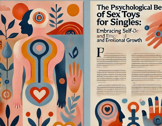 Illustration of human figure with heart and brain symbols beside article on sex toys for singles and emotional growth