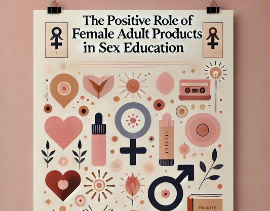 Infographic on female adult products in sex education with hearts, symbols, and icons