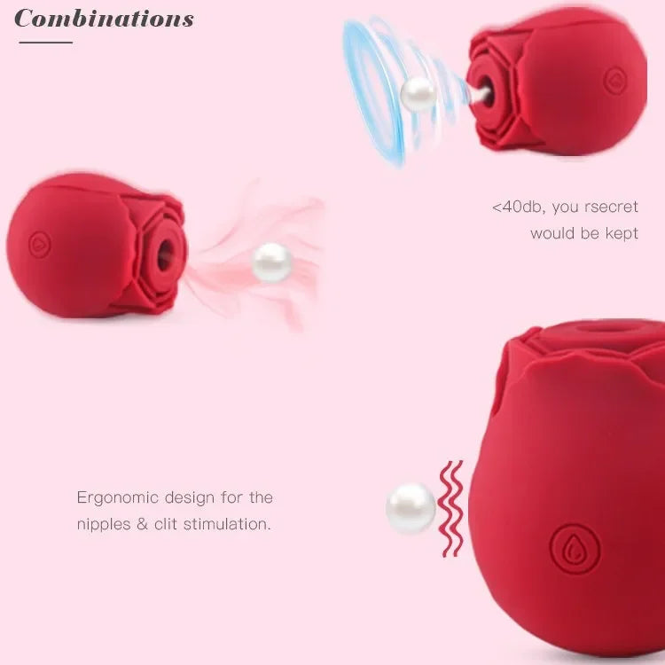 Mini Rose Vibrators – 10-Mode Sucking Clitoral Stimulator for Women (USB Rechargeable) - Passion Pulse Adult
