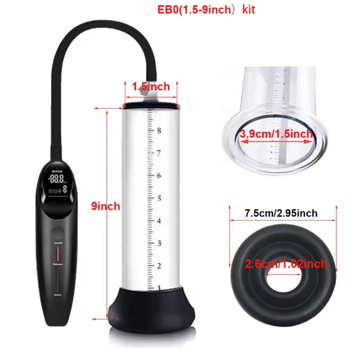 Bomba de vacío eléctrica con mango manual – Bomba para pene y ano con manómetro