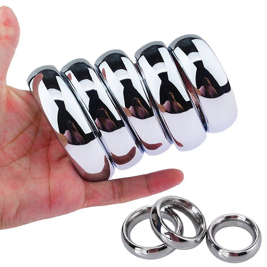 6-Size Metal Cock Ring Set – Penis Bondage & Delay Ejaculation Toy for Men - Passion Pulse Adult