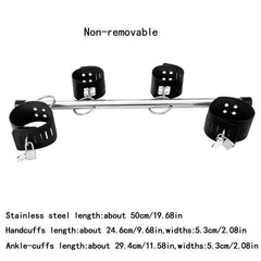 Adjustable BDSM Spreader Bar with Handcuffs and Leg Cuffs – Restraint Kit for Couples Roleplay and Fetish Play - Passion Pulse Adult