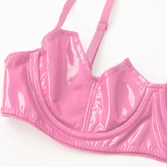 Patent Leather Open Chest V-Notch Underwire Bra - Passion Pulse Adult