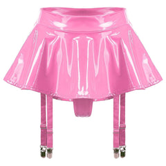 Wet Look Mini Skirt with Garter & Thong - Passion Pulse Adult