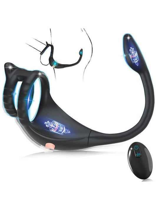Vibrating Cock Ring & Taint Stimulator – Remote Control Anal Plug & Prostate Massager - Passion Pulse Adult