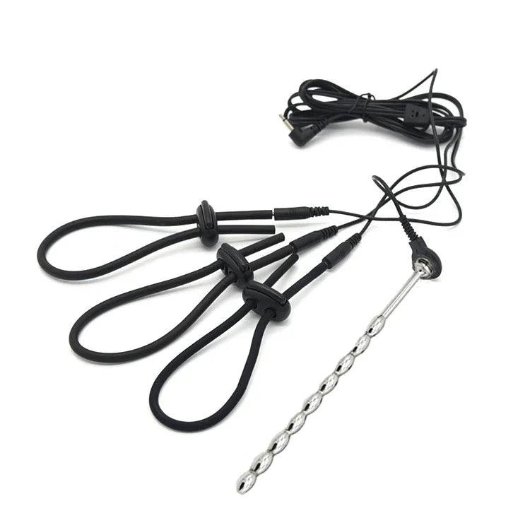 Electric Shock Penis Plug and Cock Ring Stimulator | Estim Electrostimulation Anal Plug BDSM Electrosex Toy for Couples 18+ - Passion Pulse Adult