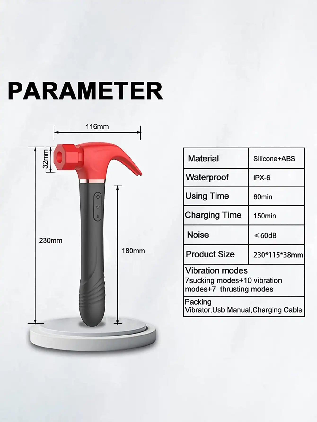 Hammer Suction Disc Vibrator – Multi-Zone Pleasure Device with Licking, Suction & Telescopic Thrusting - Passion Pulse Adult