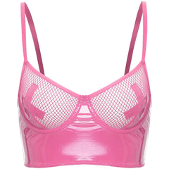 Wet Look Mesh Balconette Bra | Sexy Lingerie - Passion Pulse Adult