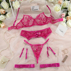 Sexy Lace 4-Piece Lingerie Set | Luxury Fit - Passion Pulse Adult