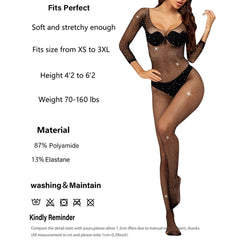 Open Bra Crotchless Lace Bodystocking with Fishnet Design - Passion Pulse Adult