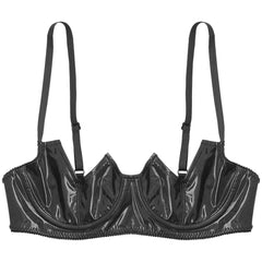 Patent Leather Open Chest V-Notch Underwire Bra - Passion Pulse Adult