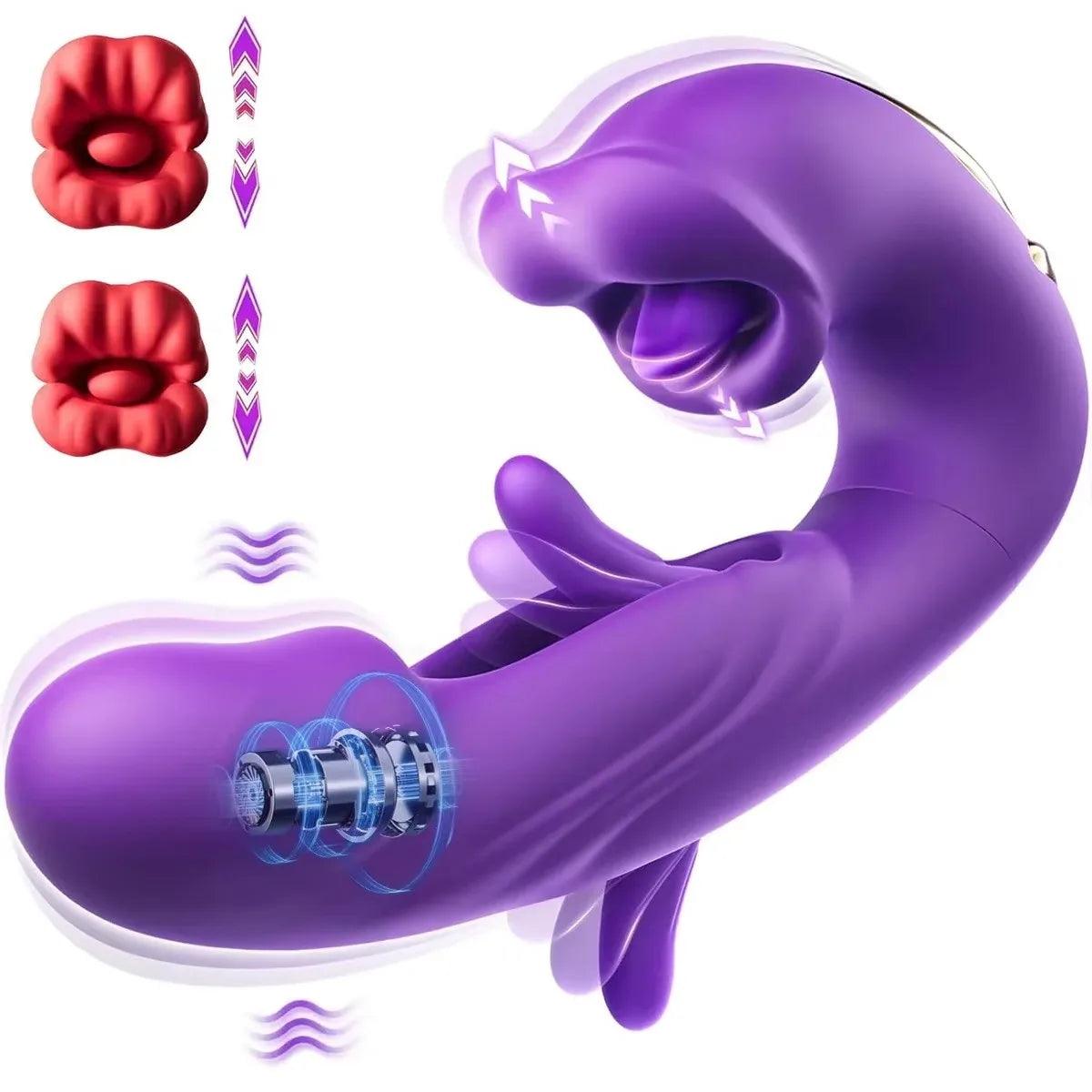 Tongue-Licking & Flapping Vibrator – G-Spot, Clitoral & Anal Stimulator for Women - Passion Pulse Adult