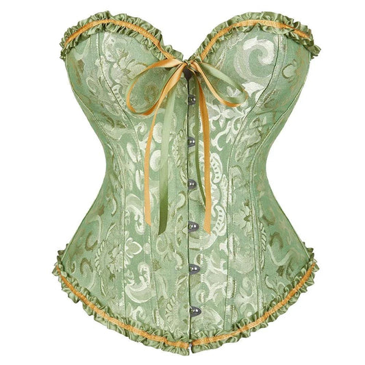 Vintage Victorian Corset Bustier – Lace-up Boned Jacquard Shapewear for Women - Passion Pulse Adult