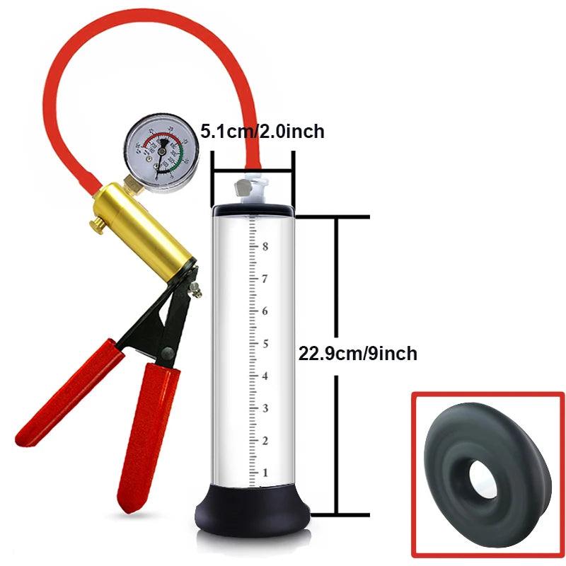 Acrylic Manual Penis Pump – Vacuum Enlarger & Extender for Men - Passion Pulse Adult