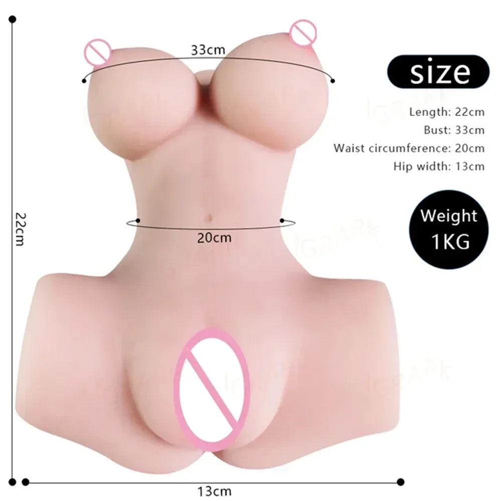Realistic Silicone Torso Masturbator – Full-Size Buttocks, Vagina & Anal Pleasure for Men - Passion Pulse Adult