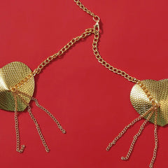 Heart Tassel Leather Nipple Covers with Chain & Choker - Passion Pulse Adult