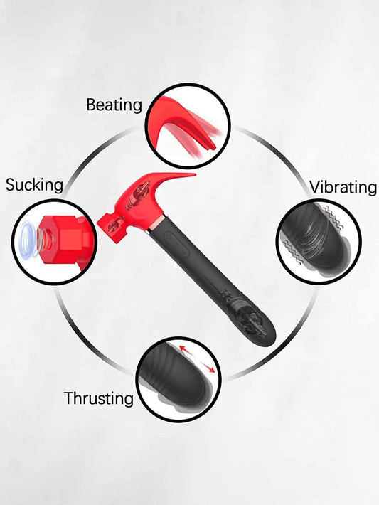 Hammer Suction Disc Vibrator – Multi-Zone Pleasure Device with Licking, Suction & Telescopic Thrusting - Passion Pulse Adult