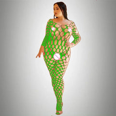 Plus Size Sexy Fishnet Bodystocking – Babydoll Dress & Mesh Lingerie for Women - Passion Pulse Adult