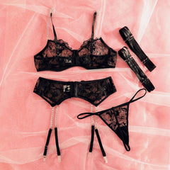 Sexy Lace 4-Piece Lingerie Set | Luxury Fit - Passion Pulse Adult