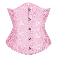 Pink Underbust Corset Top – Plus Size Waist Cincher Gothic Corselet in Black, White, Red, Blue, Rose - Passion Pulse Adult