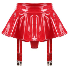 Wet Look Mini Skirt with Garter & Thong - Passion Pulse Adult