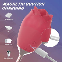 Rose-Shaped Tongue-Licking Vibrator – Multi-Frequency Clitoral & Massage Stimulator - Passion Pulse Adult