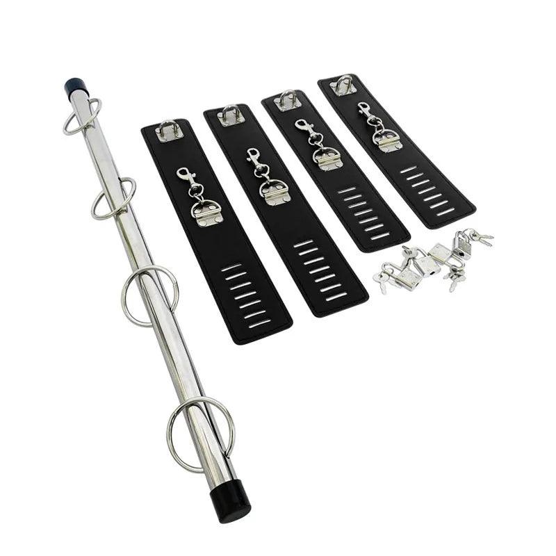 Adjustable BDSM Spreader Bar with Handcuffs and Leg Cuffs – Restraint Kit for Couples Roleplay and Fetish Play - Passion Pulse Adult