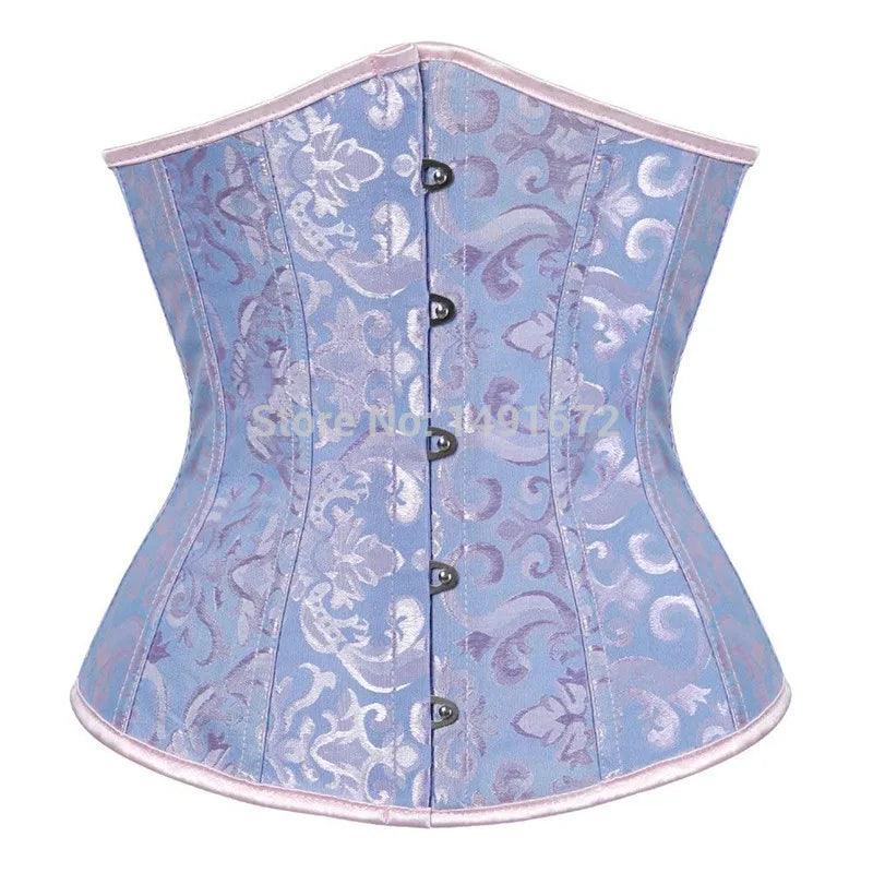 Pink Underbust Corset Top – Plus Size Waist Cincher Gothic Corselet in Black, White, Red, Blue, Rose - Passion Pulse Adult