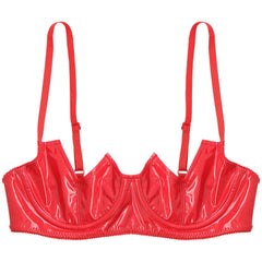 Patent Leather Open Chest V-Notch Underwire Bra - Passion Pulse Adult