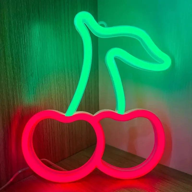 Cherry Neon Light Sign | Cute LED Wall Decor for Home, Bar, Restaurant & Party | Battery & USB Powered - Passion Pulse Adult