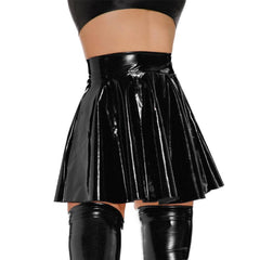 Wet Look PVC Pleated Mini Skirt | Sexy Clubwear - Passion Pulse Adult