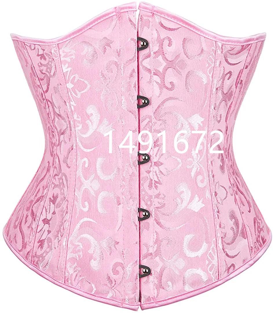 Pink Underbust Corset Top – Plus Size Waist Cincher Gothic Corselet in Black, White, Red, Blue, Rose - Passion Pulse Adult