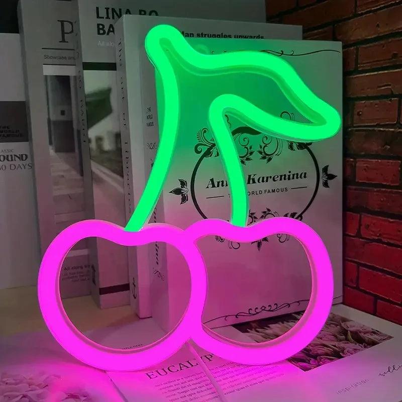 Cherry Neon Light Sign | Cute LED Wall Decor for Home, Bar, Restaurant & Party | Battery & USB Powered - Passion Pulse Adult