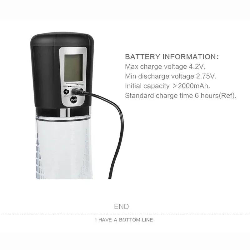 Electric LCD Penis Pump – Vacuum Extender & Erection Trainer for Men - Passion Pulse Adult