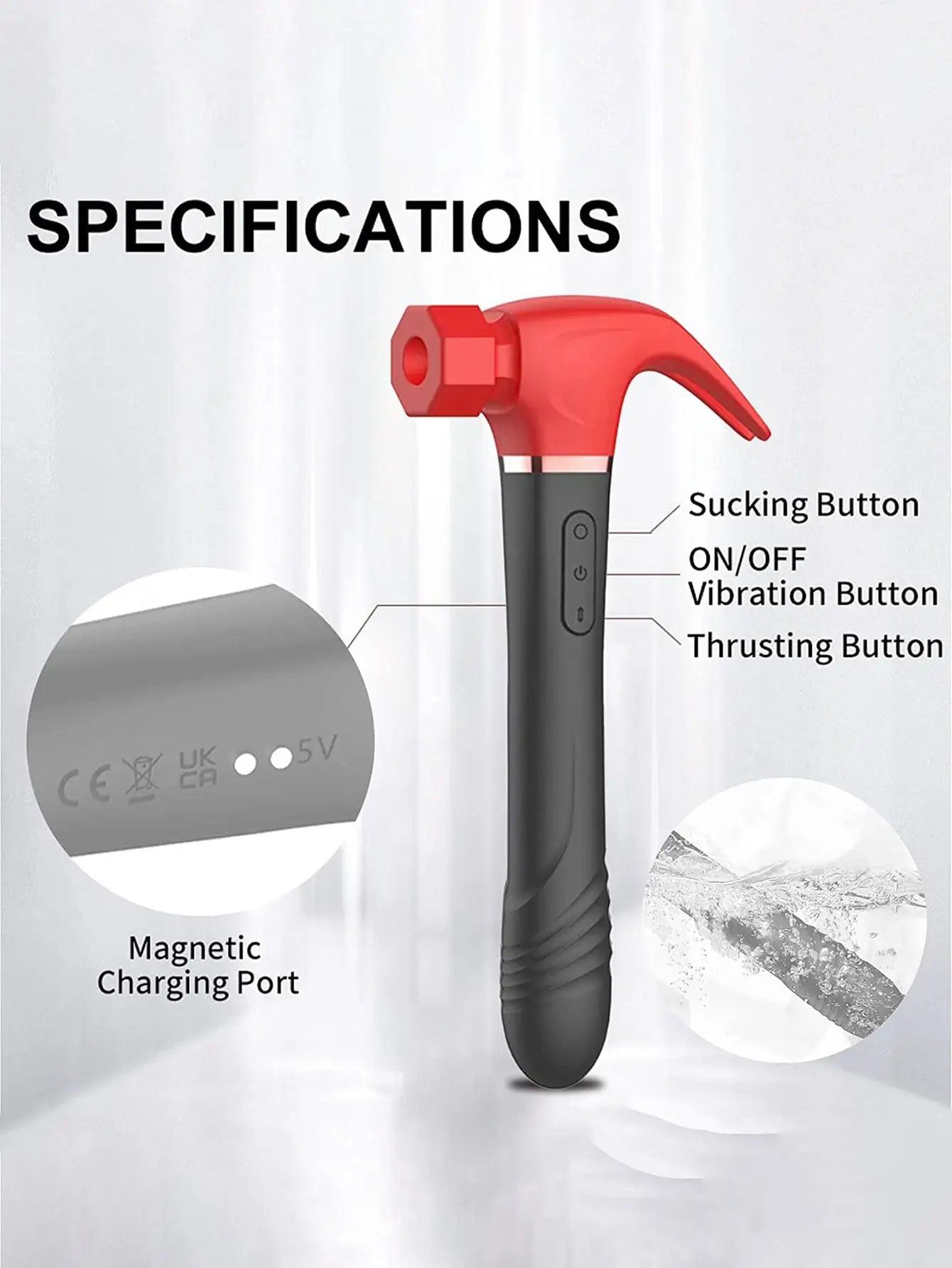 Hammer Suction Disc Vibrator – Multi-Zone Pleasure Device with Licking, Suction & Telescopic Thrusting - Passion Pulse Adult