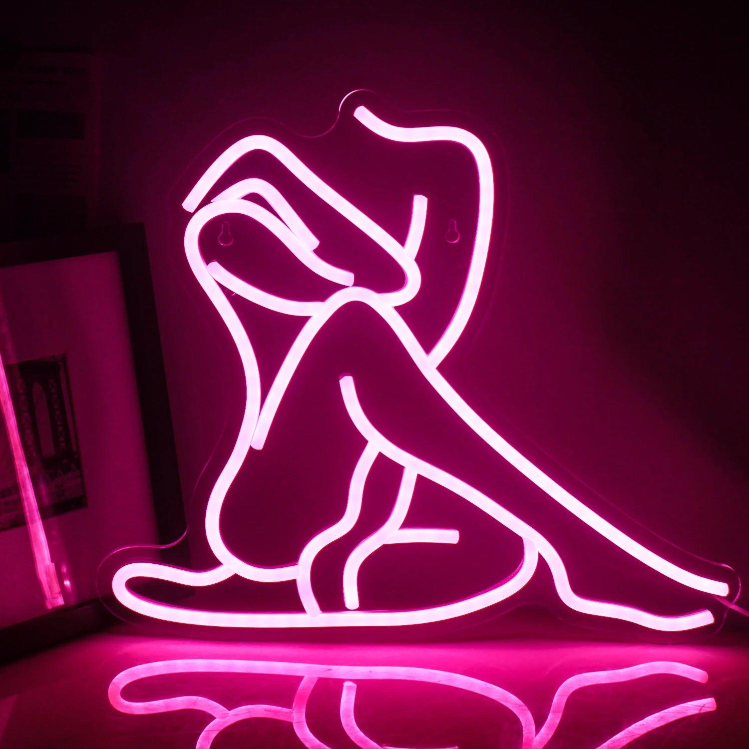 Sexy Model Neon Sign – LED Acrylic Light for Bar, Club, and Home Decor - Passion Pulse Adult