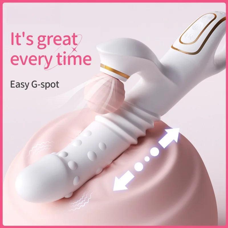 Fully Automatic Sucking & Telescopic Vibrator – Remote-Controlled, Heated Bead Swing Massager for Women - Passion Pulse Adult