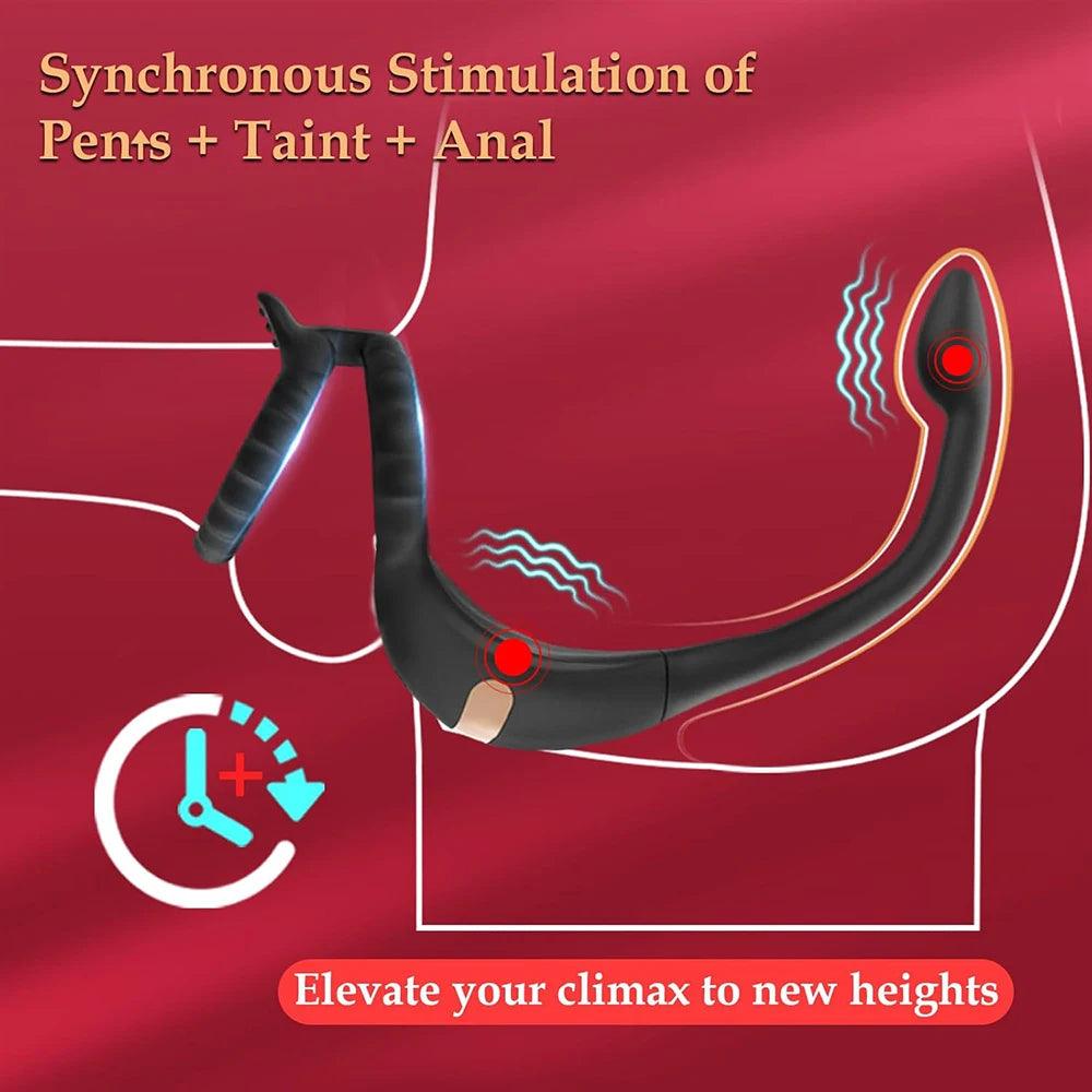 Vibrating Cock Ring & Taint Stimulator – Remote Control Anal Plug & Prostate Massager - Passion Pulse Adult