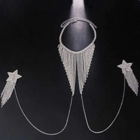 Shiny Rhinestone Star Tassel Breast Patch – Sexy Nipple Patch & Body Chain Jewelry - Passion Pulse Adult