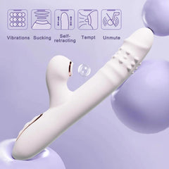 Multifunctional Suction & Licking Dildo – Thrusting Vibration Anal & Vaginal Stimulator - Passion Pulse Adult